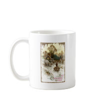 Shepherd Herding Sheep Vintage Christmas Coffee Mugs