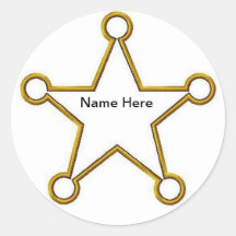 Sheriff Star Name badge Round Sticker