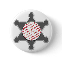 Sheriff's Tin Star Photo Frame Pinback Button