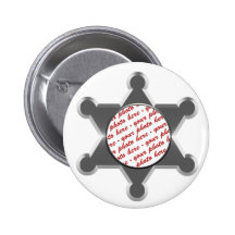 Sheriff's Tin Star Photo Frame Pinback Button