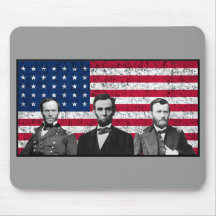 Sherman, Lincoln, and Grant with Black Border Mouse Pad
