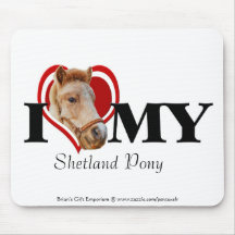 Shetland Pony In Red Heart-Mouse Pad