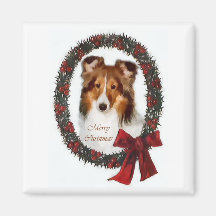 Shetland Sheepdog Sheltie Christmas Gifts Fridge Magnet