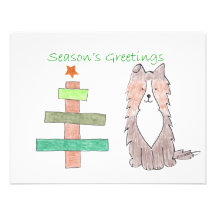 Shetland Sheepdog Stick Tree Invitation