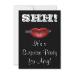 SHH! ZIP your lip surprise party invite invitations