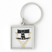 Shiba Inu dog on director's chair Keychain