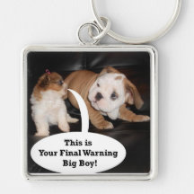 Shih Tzu and English Bulldog Puppys Key Chain