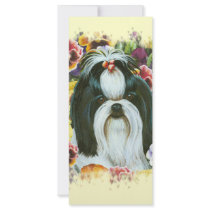 Shih Tzu and Pansies Art Print Rack Card