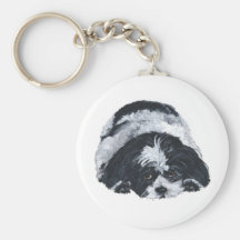 Shih Tzu Black & White Keychain