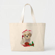 Shih Tzu Christmas Canvas Bags