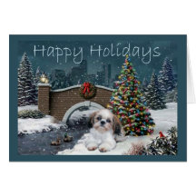 Shih Tzu Christmas Card Evening