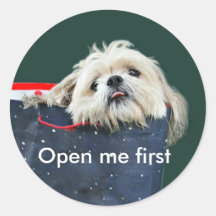 Shih Tzu Christmas gift Round Stickers