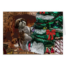 Shih Tzu Christmas Tree Collage Greeting Card
