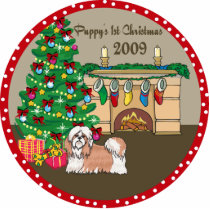 Shih Tzu Puppy's First Christmas Ornament 2009 Acrylic Cut Out