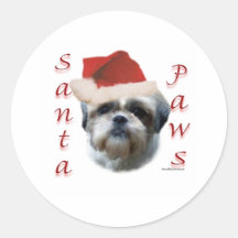 Shih Tzu Santa Paws Stickers