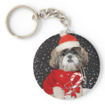 Shih Tzu Santa Season Greetings Keychain