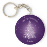 Shimmering Amethyst Christmas Tree Keychain
