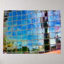 shiney blue tiles print