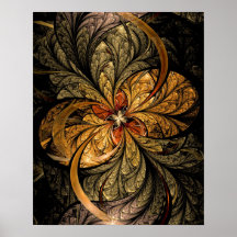 Shining Leaves Fractal Art Posters