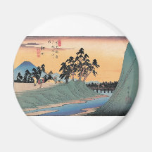 Shinmachi, Japan. Mt. Fuji background. Fridge Magnet