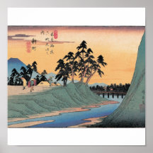 Shinmachi, Japan. Mt. Fuji background. Poster