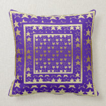 Shinny Gold and Purple  Star Throw Pillow pillows