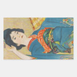 Shinsui Ito Maiko japanese vintage geisha portrait Rectangular Sticker