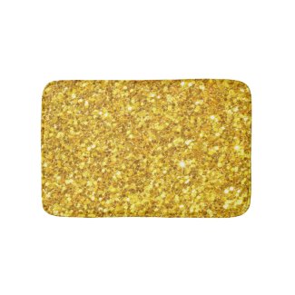 Shiny Gold And White Glitter Bath Mats