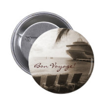 Ship in Sepia Bon Voyage Button