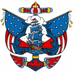 Ship Tattoo in Red and Blue Christmas Ornament photo sculptures