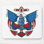 Ship Tattoo in Red and Blue Mousepad