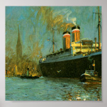 Ship Tugboat and Sailboat Poster