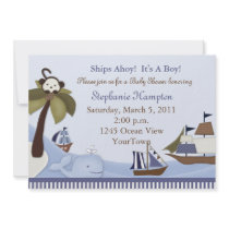 Ships Ahoy Baby Boy Shower Invitation