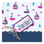Ships Ahoy! Girl Birthday Invite Square 3