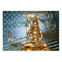 Shiva Blue Damask - Business-, Profile Card Business Card