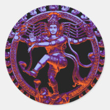 Shiva Nataraja dancing Round Stickers