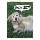Shocked Golden Retriever 30th Birthday Card