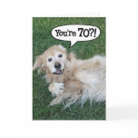 Shocked Golden Retriever 70th Birthday Card