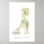 Shoe Architecture Poster (Sepia) posters