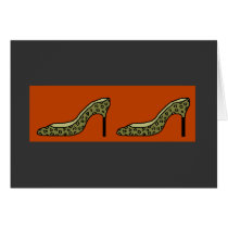 SHOES!-burnt orange leopard print- blank notecard