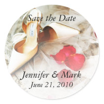 Shoes & Roses Save The Date Sticker