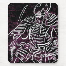 Shogun Samurai - White Calligraphy Line Mousepad
