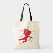 Shooting Cupid with Hearts Reusable Tote Bag