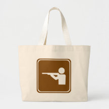 Shooting Range Highway Sign Tote Bags