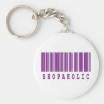 shopaholic barcode design key chain