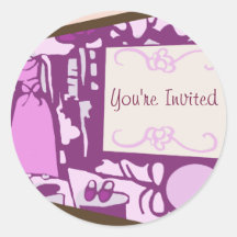 Shopping Birthday Round Stickers