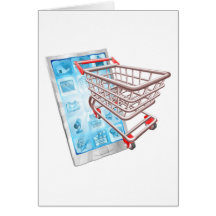 Shopping phone app concept greeting cards