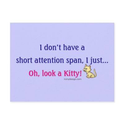 Short Attention Span Kitty Postcard