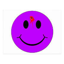Shot Dead Head Smiley Face Bleeding Bullet Hole Post Card