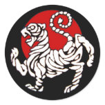 Shotokan Tiger with Red Sun Round Stickers
